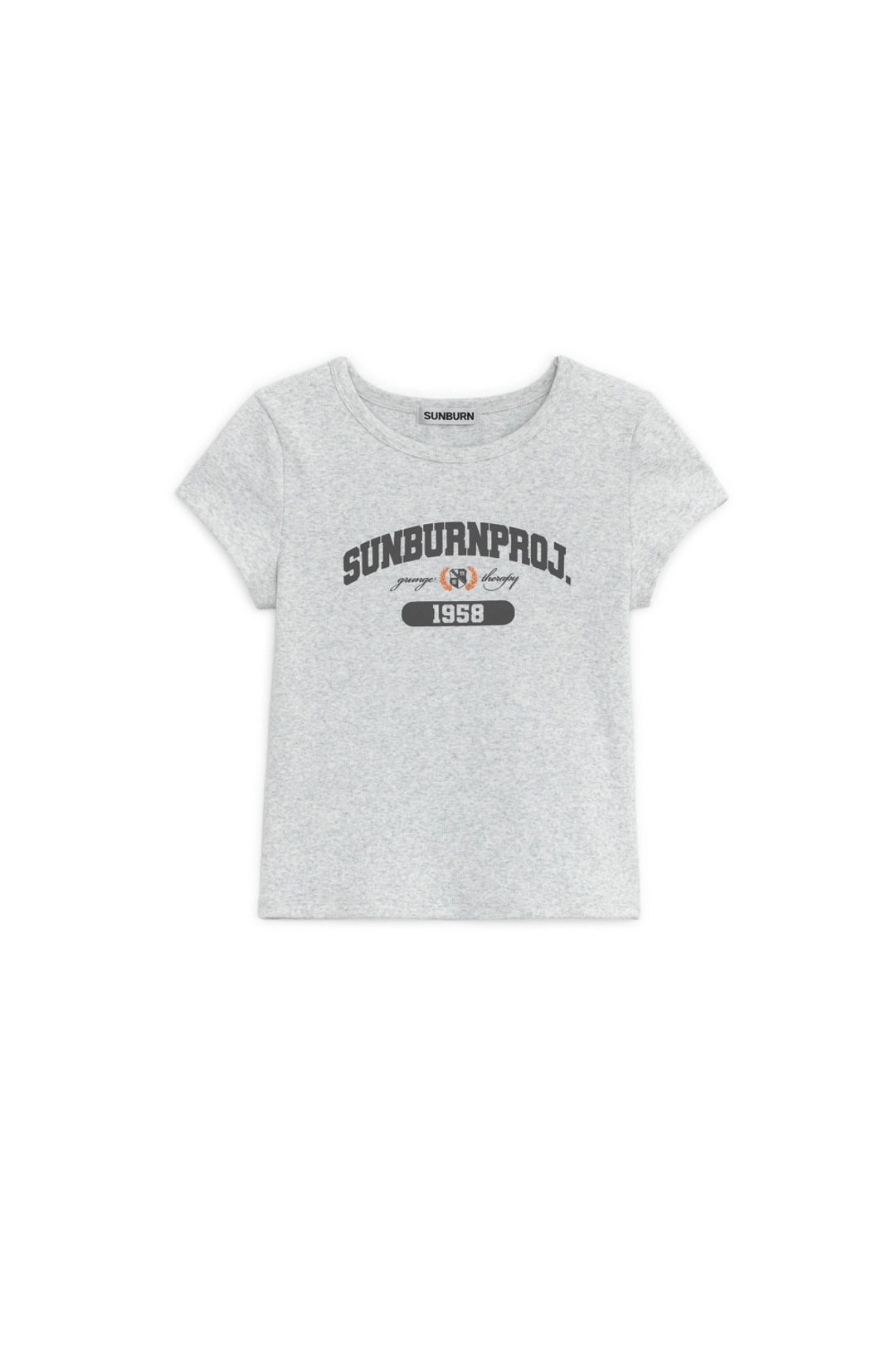 썬번프로젝트 SUNBURN LOGO CAP SLEEVE T-SHIRT, MELANGE GRAY 상품 이미지 1