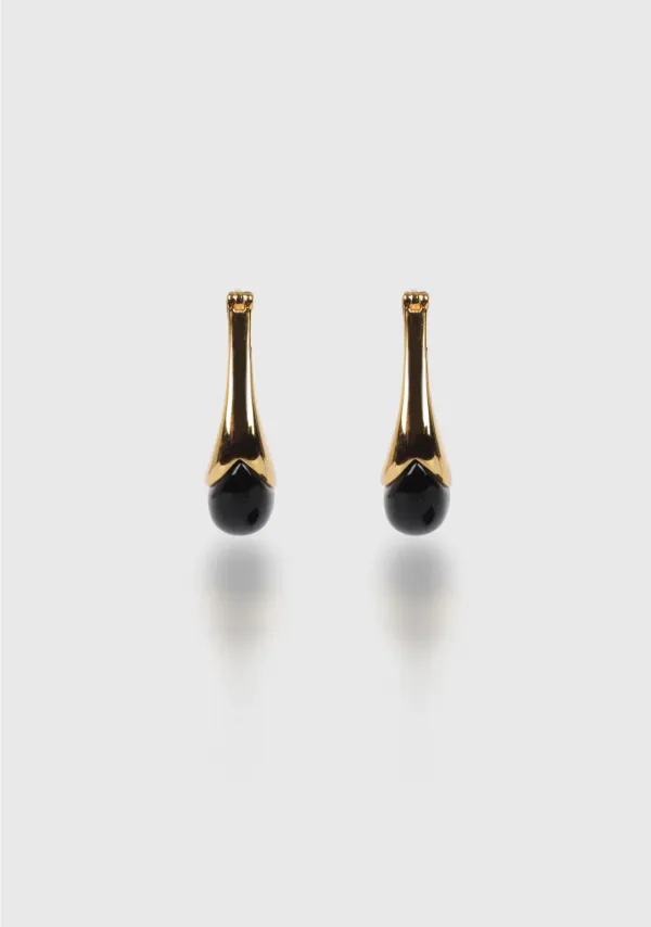 Real Onyx Combi Earrings Gold