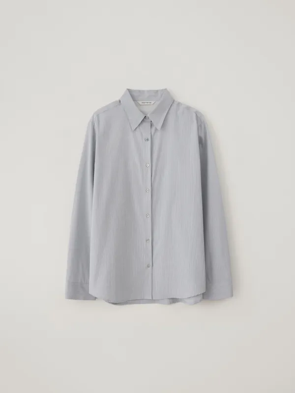 [5th-reorder] Refined stripe shirt (slate blue)