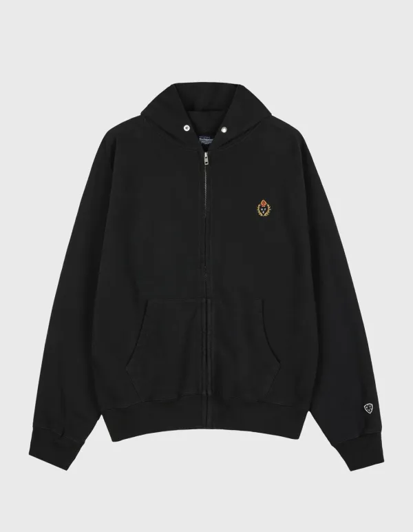 CREST WASHED 221 ZIP-UP HOODIE / Black