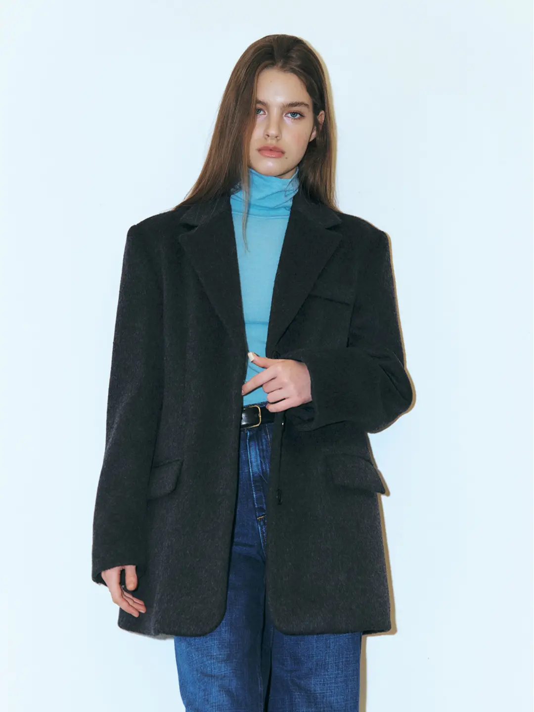 에트몽 Alpaca Wool Winter Jacket, Charcoal 상품 이미지 1