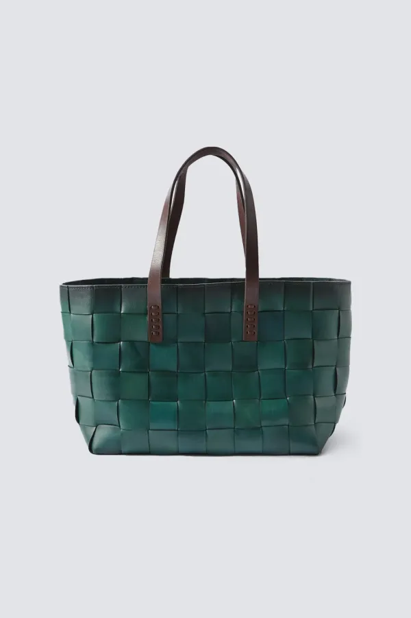 Japan Tote Forest Green w/ flat Dark Brown handles