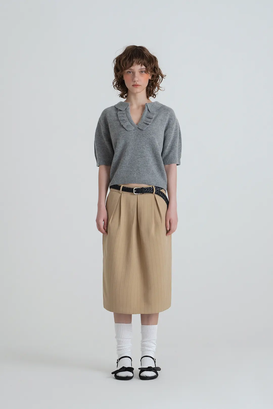 위드아웃썸머 Pumpkin stripe skirt_mustard 상품 이미지 2