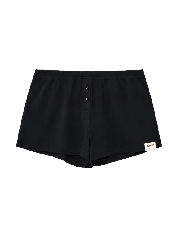 BUTTON FLY MINI SHORTS (BLACK)