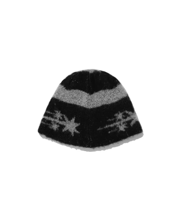 stripe 3star logo mohair beanie[black]