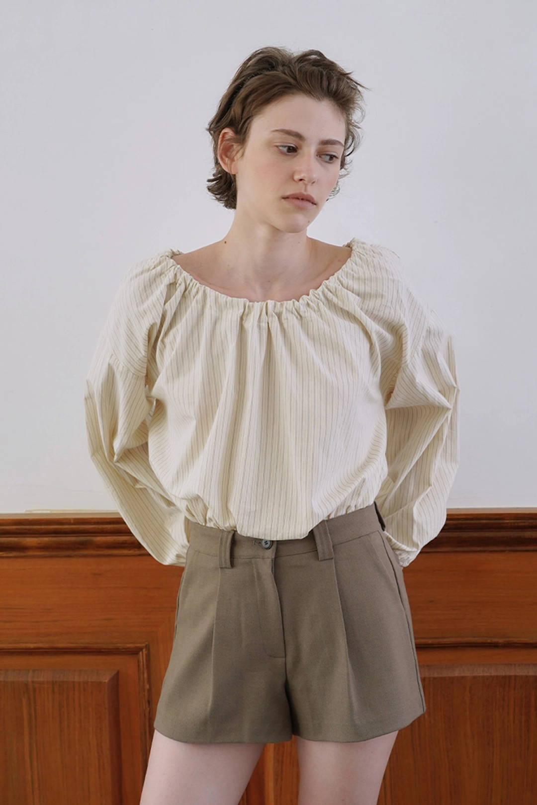 위드아웃썸머 Bare stripe blouse_cream 상품 이미지 2