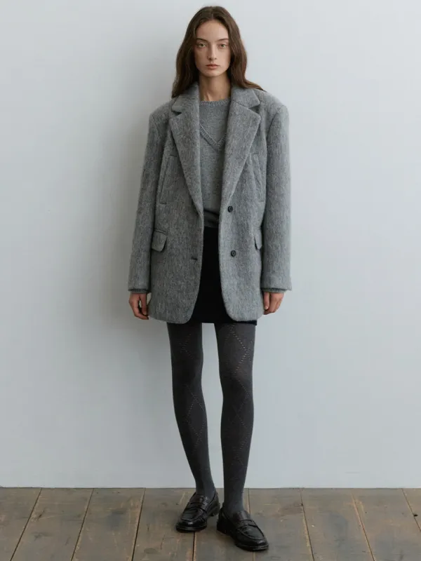 Scarlet wool half Jacket [KNFW08JK04]_Charcoal