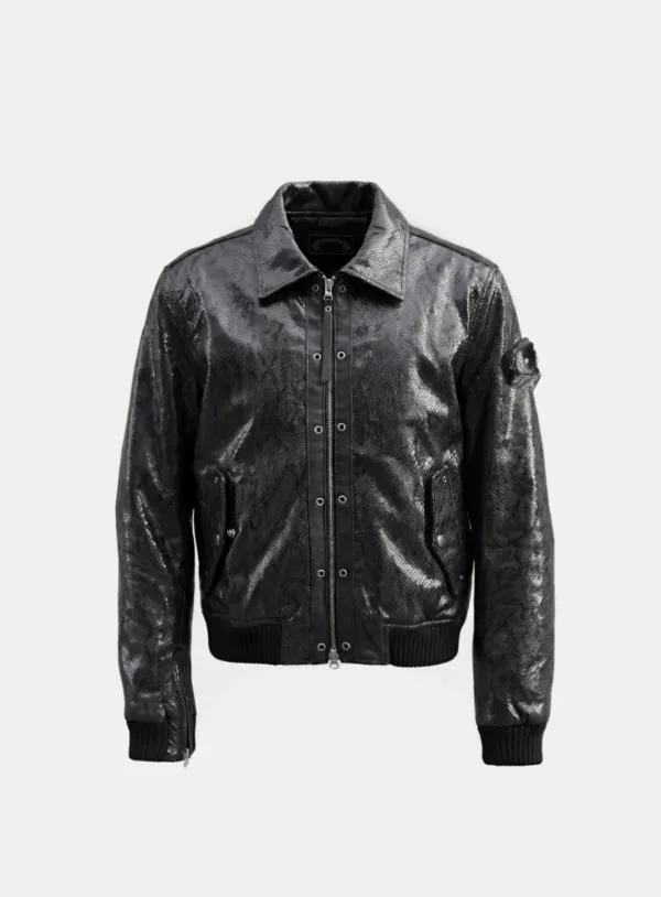 [w-jkt25-067] Monza Eyelet Bomber Jacket - Python Leather