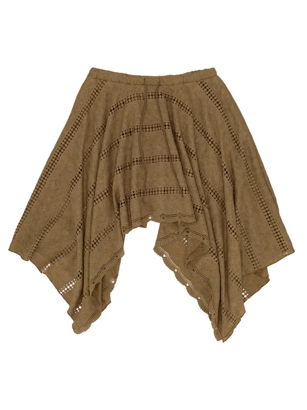 BOHEMIAN LACE CUTTING SKIRT CAMEL