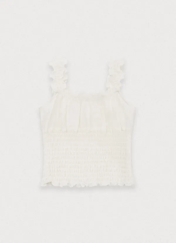 Heart smoke top - cream