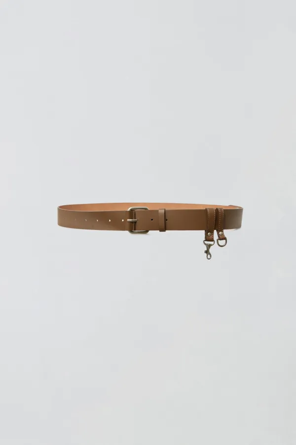 KEYRING LEATHER BELT_BROWN