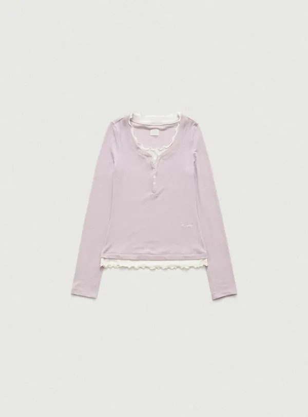 Aimee Slim Layered T-shirt_Light Pink