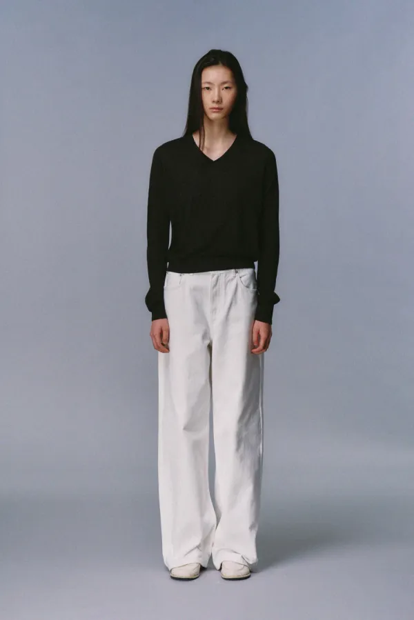 Classic Straight Denim Pants_Clean White