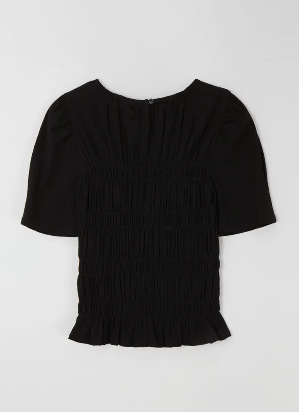 [6차] Zoe Puffed Smock Blouse_Black
