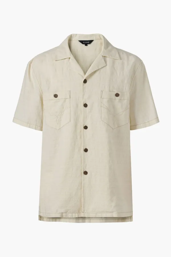 Men\'s Western Embroidered Pocket Shirt, Ivory