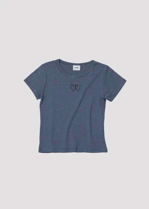 SLIM T SHIRT HEART BLUE STRIPE