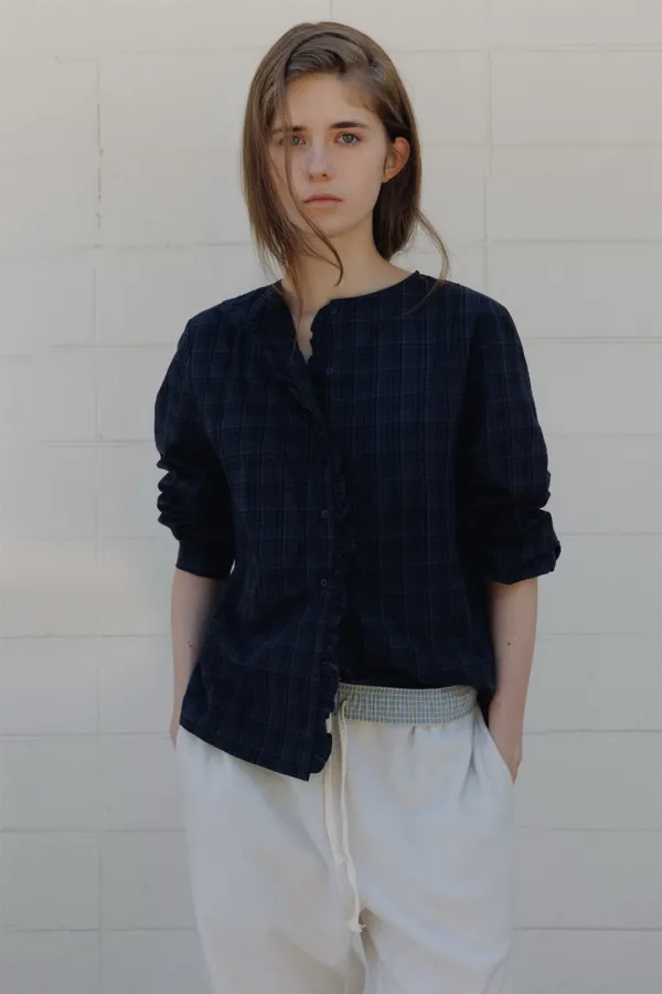 Ranch frill blouse (navy)