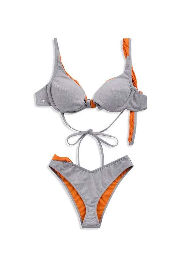 YY SCRUNCHED BIKINI, GRAY