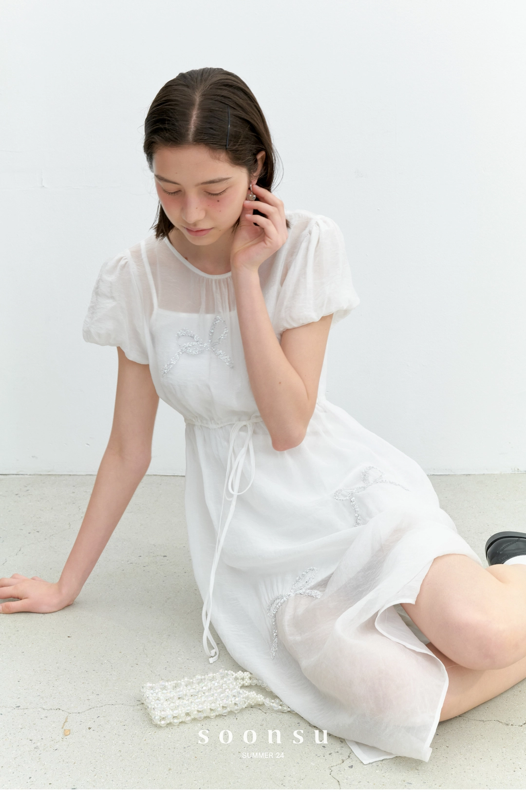 순수 Sequins Layer Dress (White) 상품 이미지 1