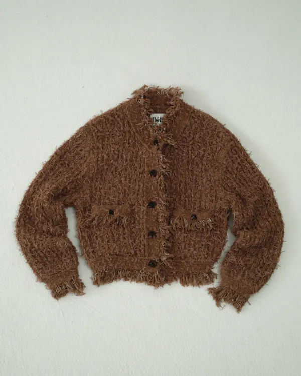 flétta Mixed Puffy Tweed Jacket_Brown
