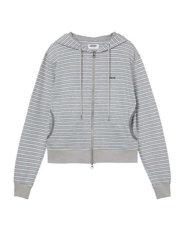 STRIPE HOODIE ZIP UP [GREY]