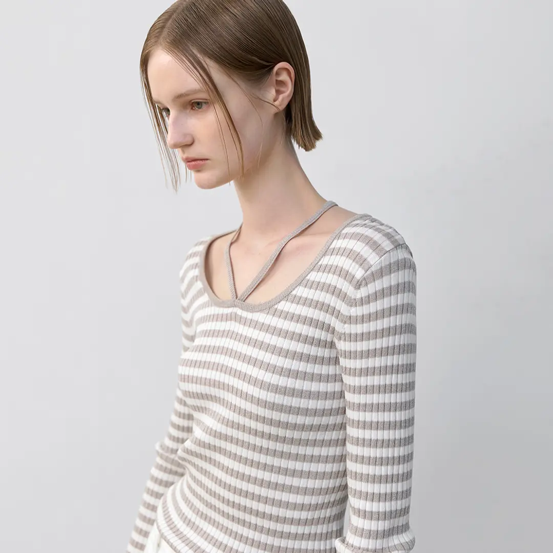 아뜰리에 나인 (T-7016)VUKA STRAP SLIM STRIPE KNIT 상품 이미지 1