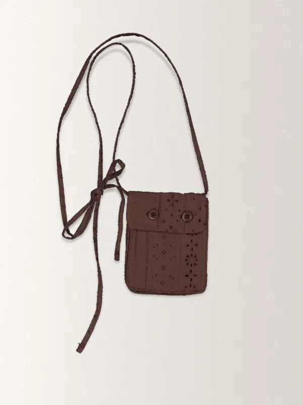 COTTON CROCHET MINI BAG [ BROWN ]