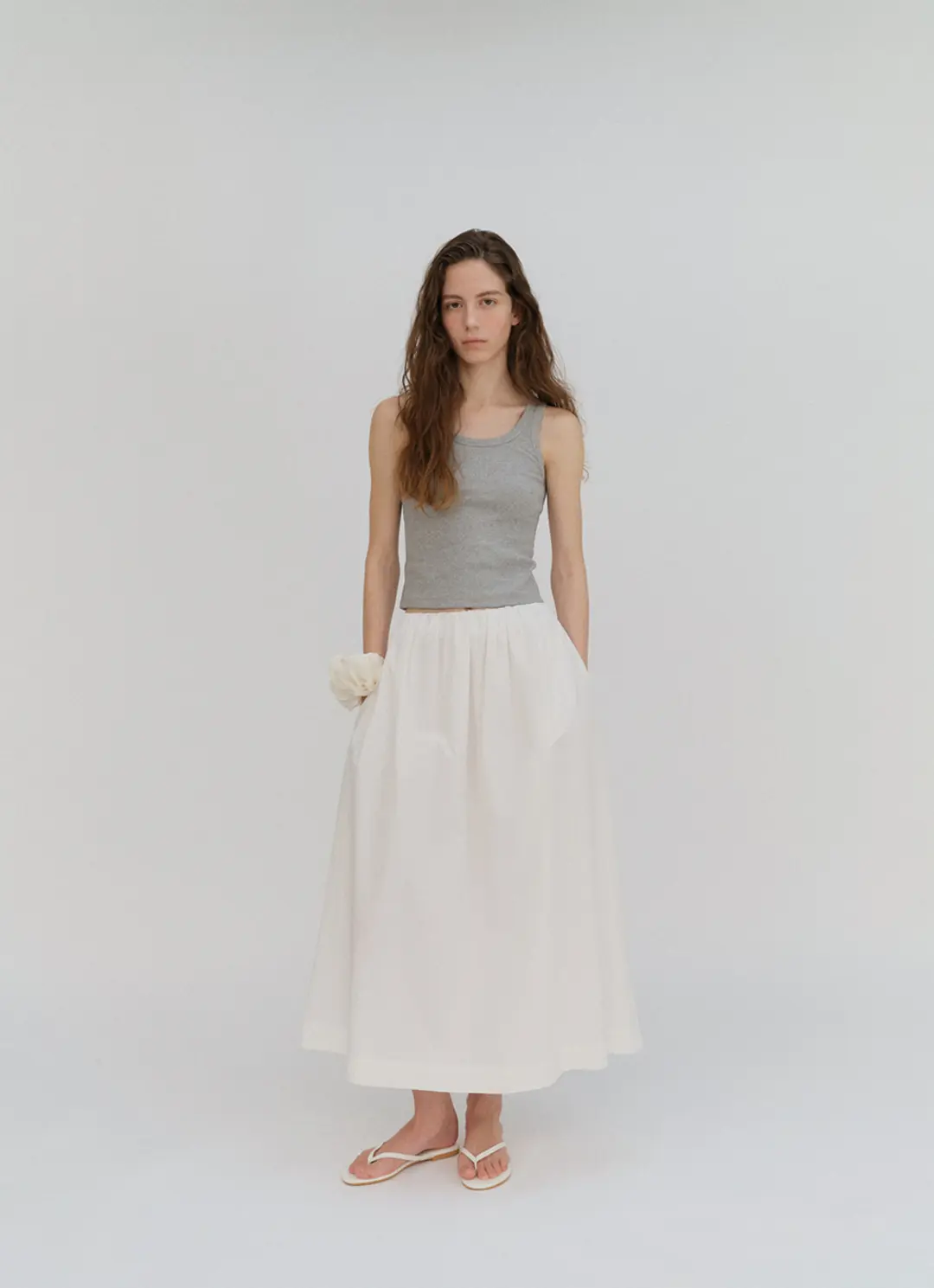 베이오드 BAIE OUD Embroidery ribbed sleeveless_gray 상품 이미지 2