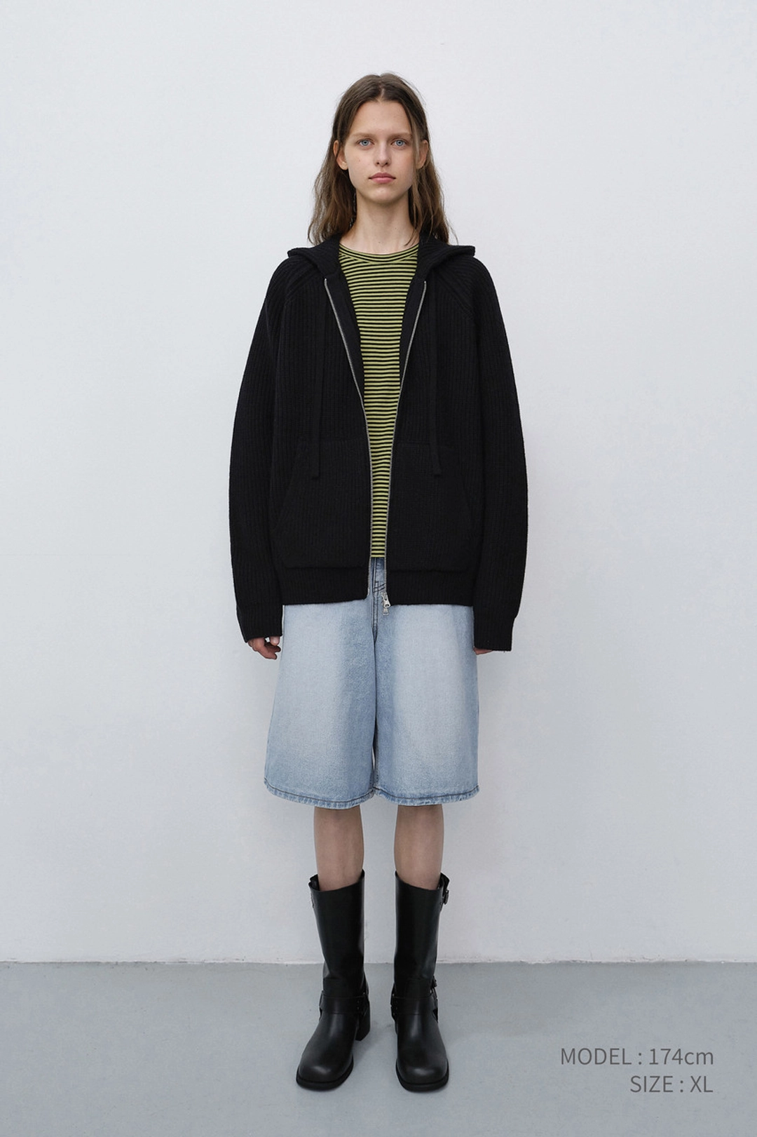 던스트 UNISEX HOODED KNIT CARDIGAN BLACK_UDSW6C104BK 상품 이미지 1