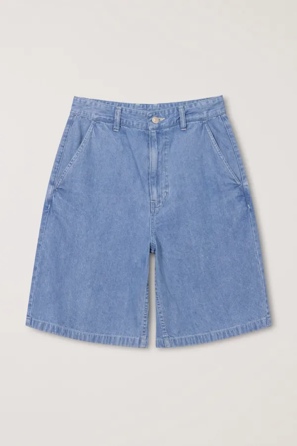 UNISEX LINEN DENIM SHORTS LIGHT BLUE_UDPA6B129B1