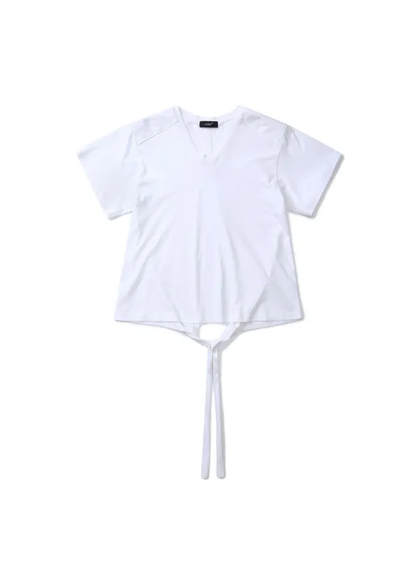 BACK SLIT V-NECK TOP (WHITE)