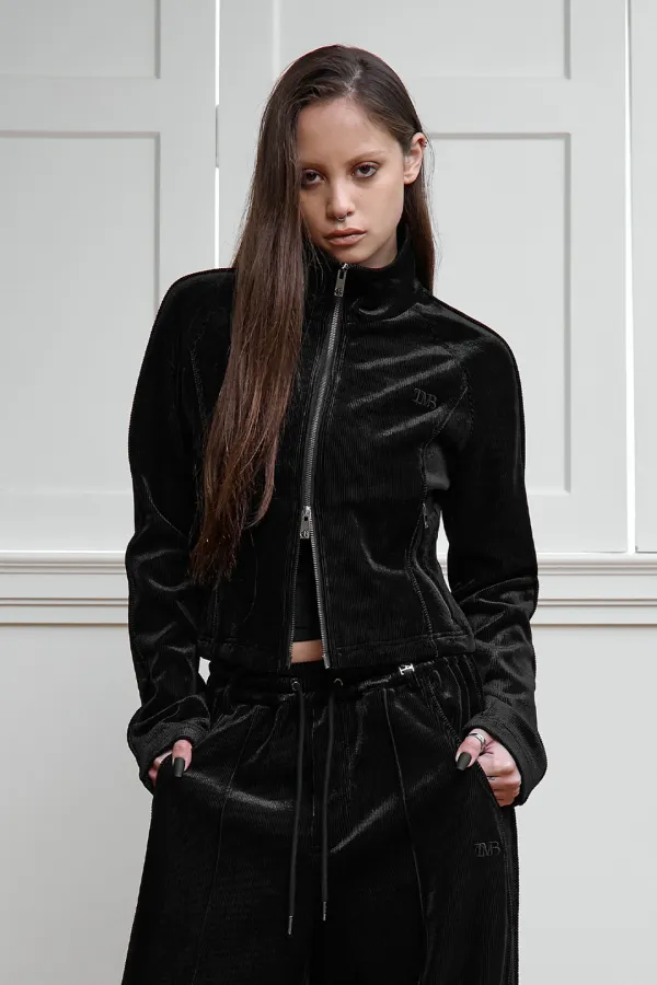 Velour Jersey Set-up Jumper [ Black ]