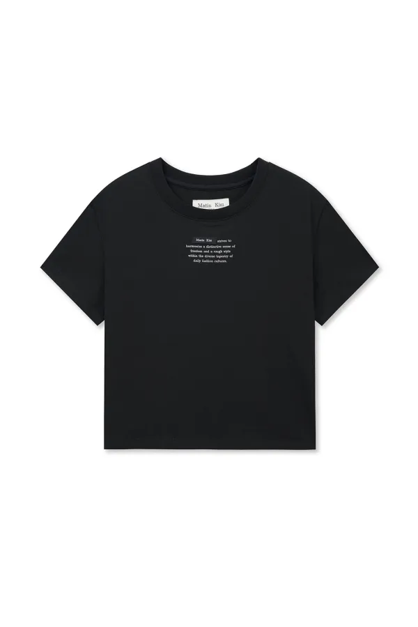 LABEL POINT LETTERING CROP TOP IN BLACK