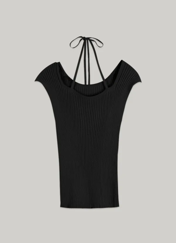 comos 1472 boat-neck ribbed kint (black)