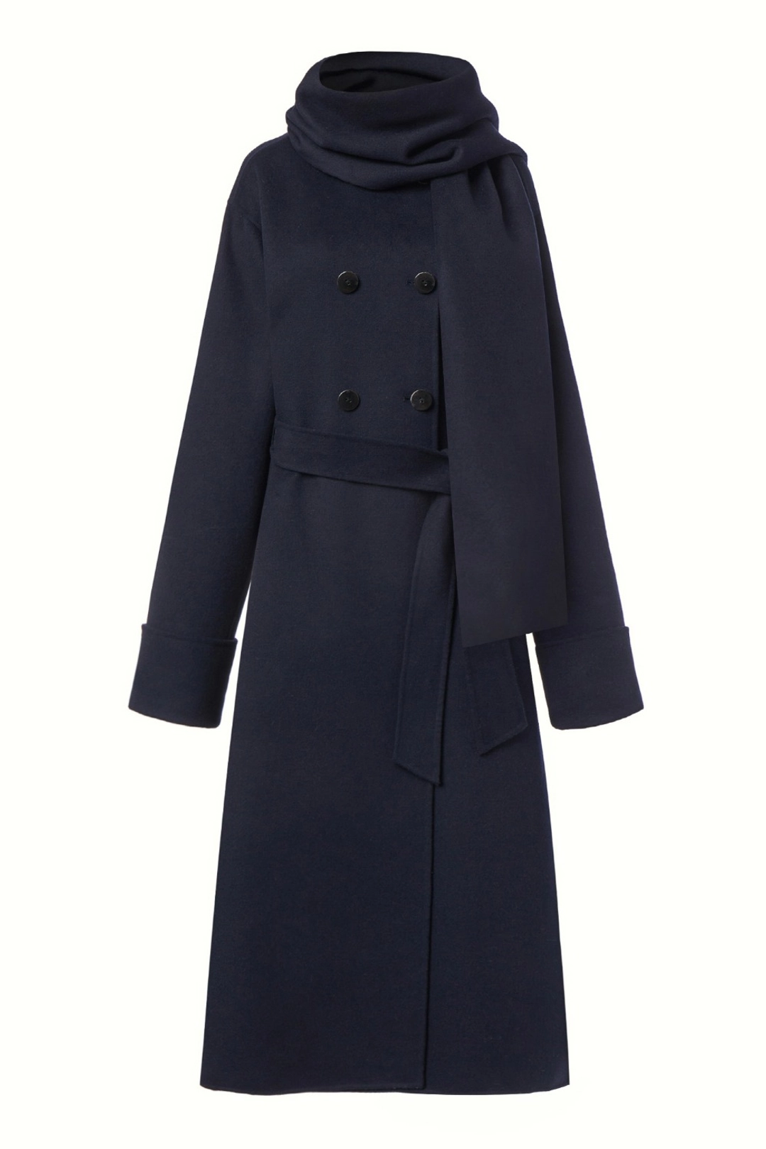 쿠메 HANDMADE WOOL MUFFLER COAT, NAVY 상품 이미지 2