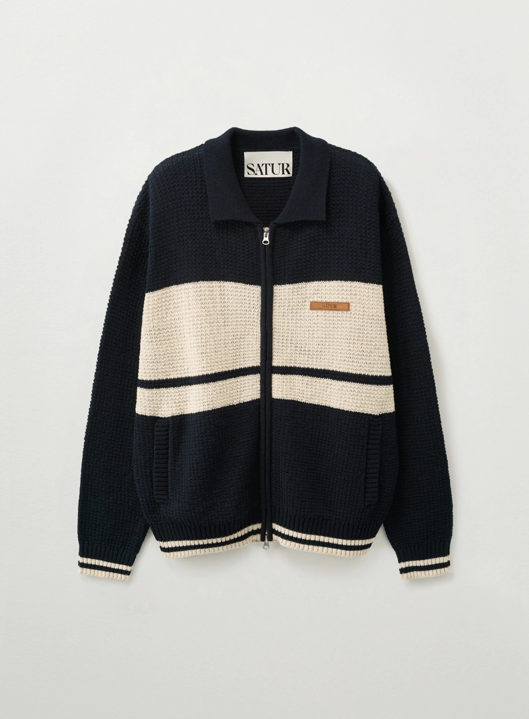 세터 Color Block Knit Zip-up - Navy 상품 이미지 1