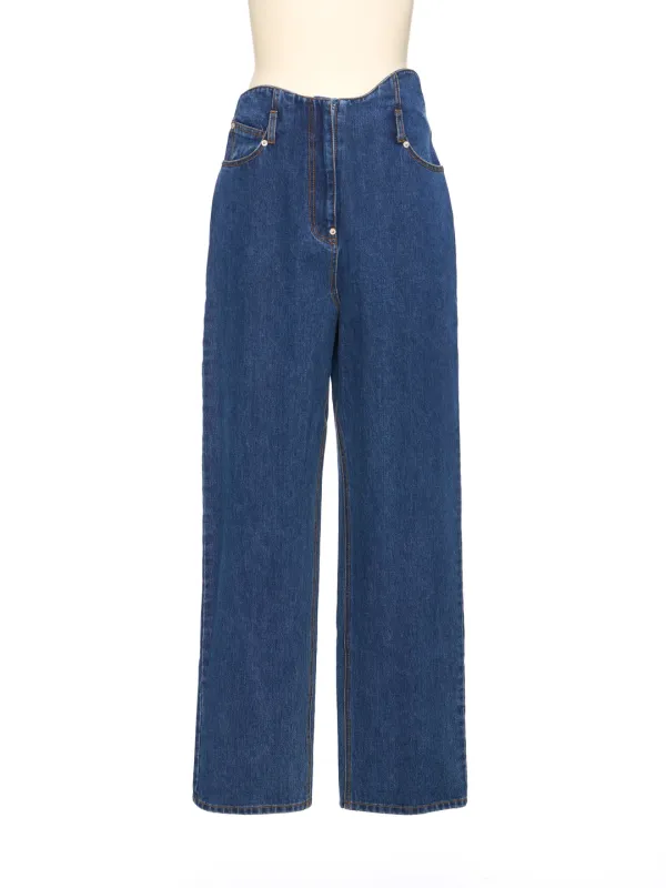 SS26 BLUE WAVE LINE SEMI-WIDE JEANS