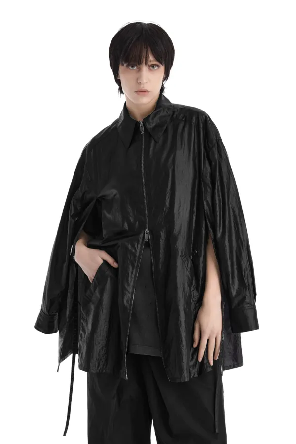 Nylon Cape Blazer [ Black ]