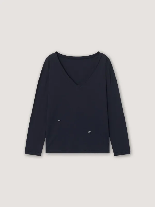 [6th] Lazy Off-Shoulder Tee - Navy