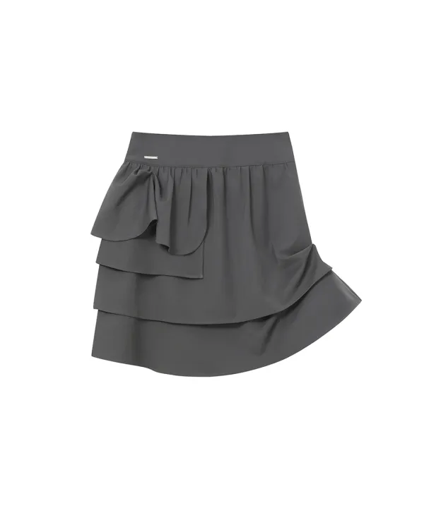 Unbalanced layers midi skirt CHARCOAL