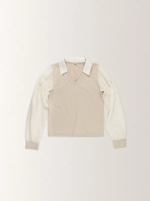 JERSEY SHIRTS TOP  [ BEIGE ]