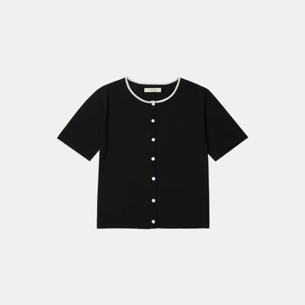 SIKN2143 마린 실키 니트 가디건_Black