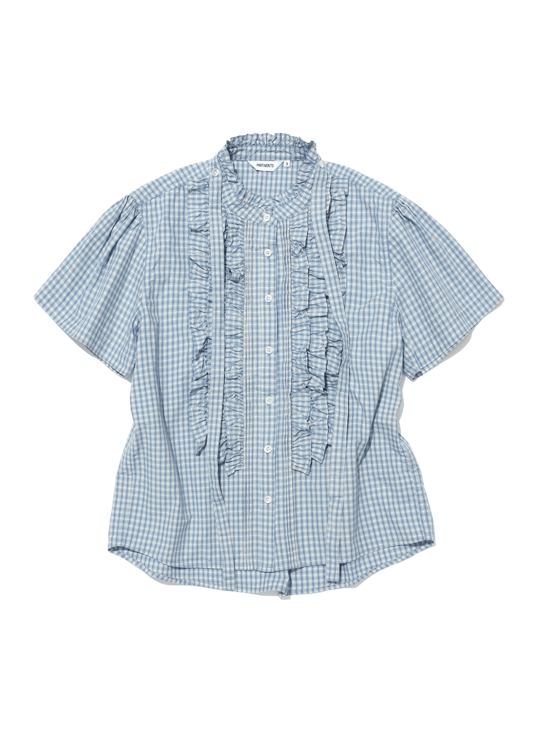 파르티멘토 [WOMEN] SCARF RUFFLE PINTUCK BLOUSE_SKY CHECK 상품 이미지 1