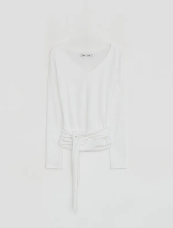 V-NECK TIE T-SHIRT [WHITE]