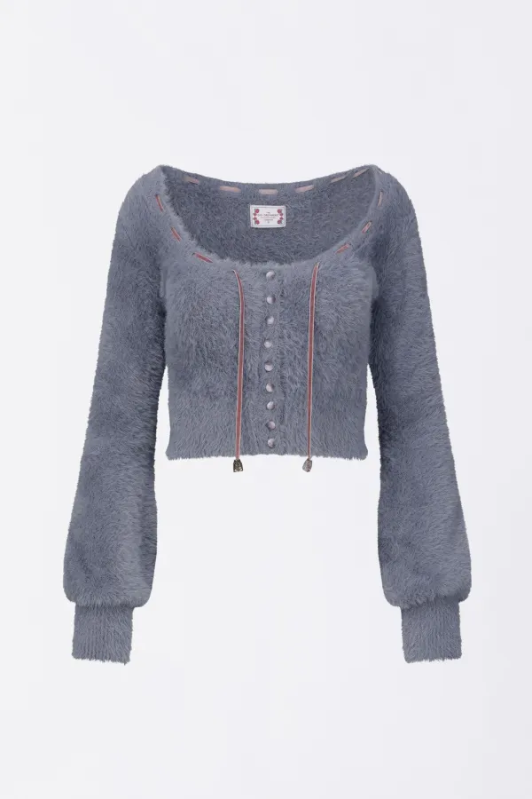 Angora Cardigan Dusty Blue