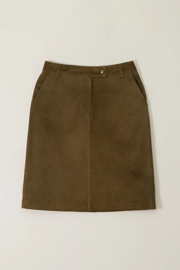 SUEDE HALF SKIRT_BROWN