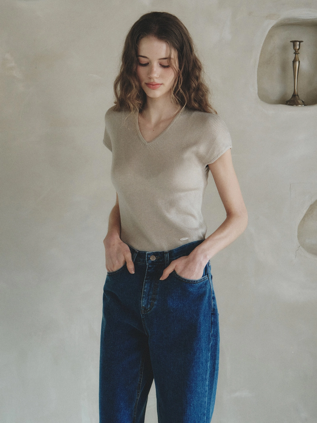 르니나 LONDI v-neck wool knit_beige 상품 이미지 3