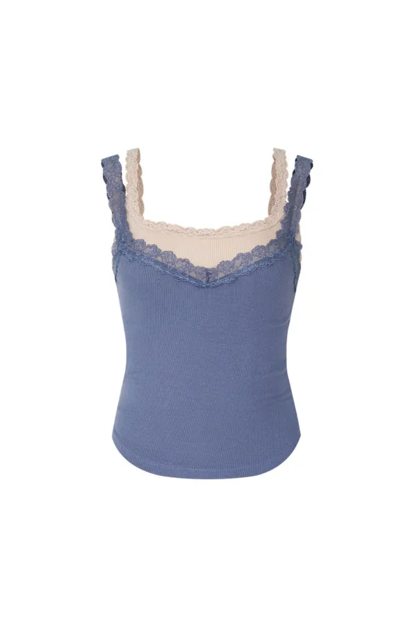 [7. 24 예약 발송] LAYERED LACE CAMI-TOP (DARK BLUE)