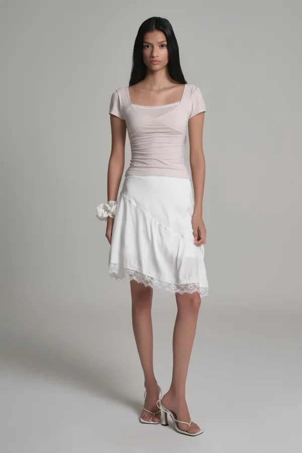 Fairy lace layered top, Milk Beige