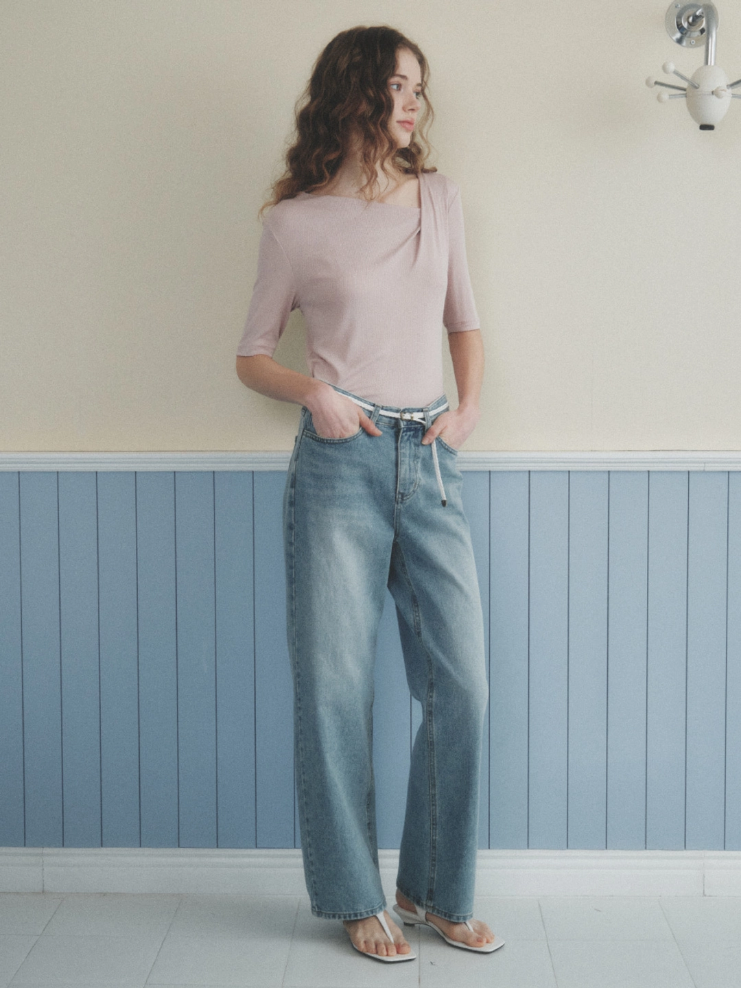 르니나 LOREN drape neck t-shirt_pink (6/2 예약배송) 상품 이미지 3